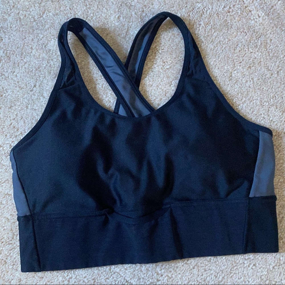 Black and Grey longline sports bra